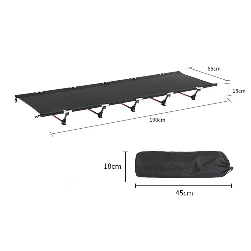 Outdoor camping folding camp bed Aluminum alloy folding lunch break bed Portable tent camping simple camp bed
