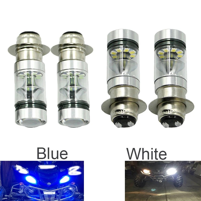 2Pcs Super Blue White LED Headlights Bulbs Upgrade Lamp For Yamaha GRIZZLY 660 400 YFZ450 RAPTOR 350 700 RHINO H6 100W  ATV UTV