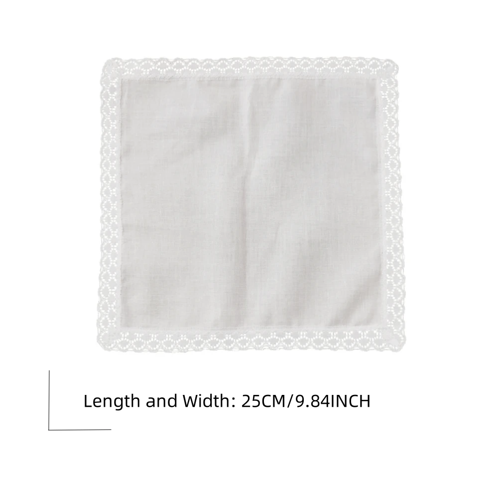 25 CM/9.84IN, 6 pièces mince pur coton tissu dentelle mouchoir décoration de mariage maison ornement sac décoration mouchoir solide c