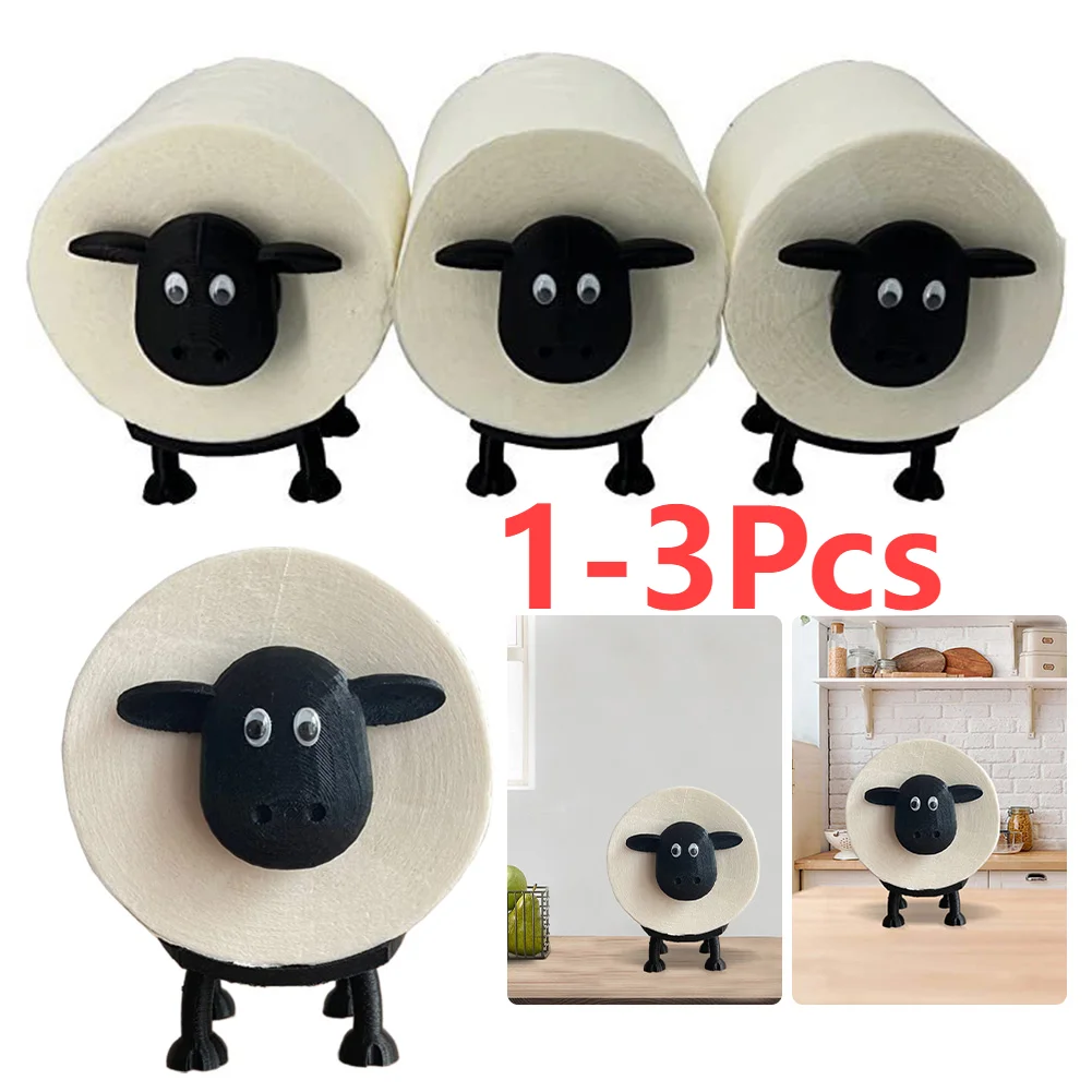 1-3Pcs Sheep Toilet Paper Holder Resin Lovely Sheep Tissue Box Stackable for Home Bathroom Vanity Night Stands Black