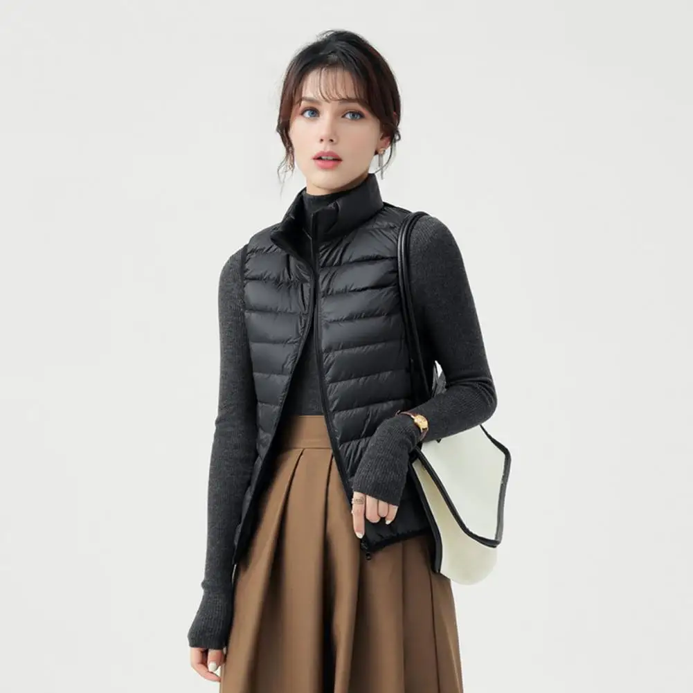 Women Puffer Vest Winter Puffer Jacket Women’s Slim Fit Puffer Vest Lightweight Quilted Jacket Warm Padded Down Coat Stand