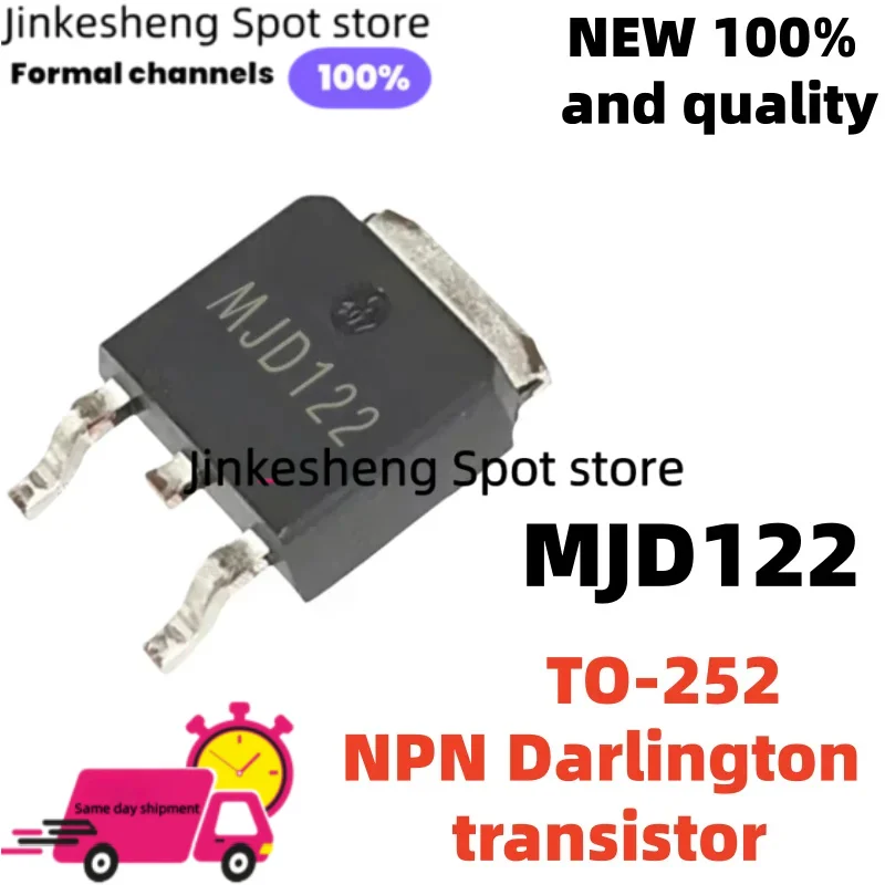 Original 100% 10-20-100UNITS MJD122 MJD122T4G TO-252 100V 8A NPN Darlington transistor
