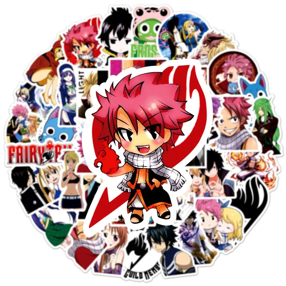 10/30/50pcs Fairy Tail Anime Stickers Lucy Natsu Cartoon Sticker Skateboard Motorcycle Phone Notebook Gray Juvia Graffiti Decals