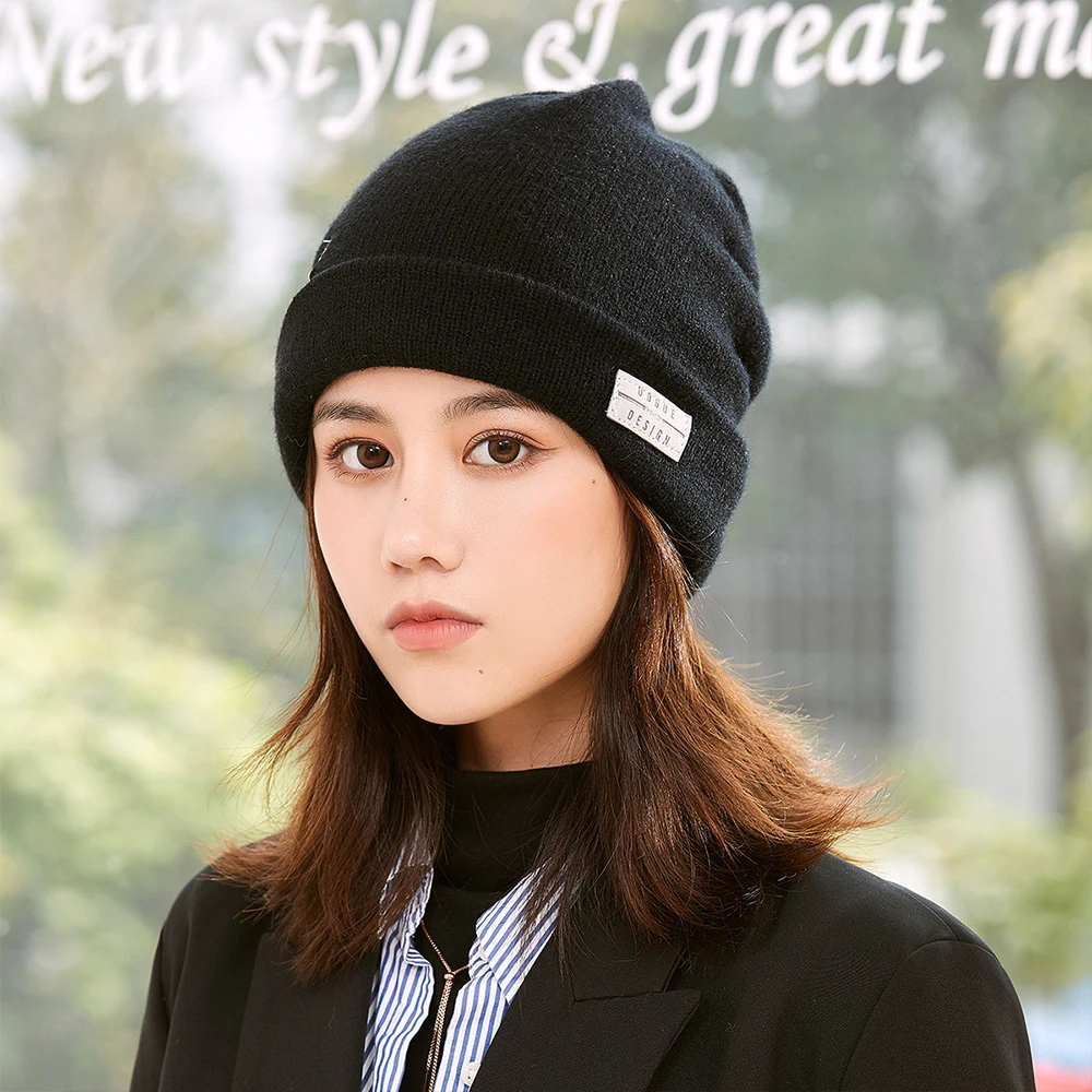 Warm Knitted Baggy Hat Women Men Slouchy Winter Spring Soft Skullcaps Outdoor Windproof Ski Hat Bonnet Soft Fabric Elasticity