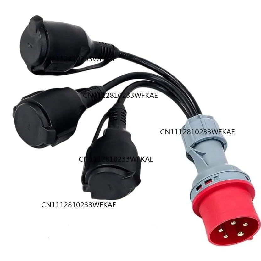 High Current Distributor 400V 16A Plug to 3 x CEE Receptacle Cable 3 * 1.5mmCEE Adapter