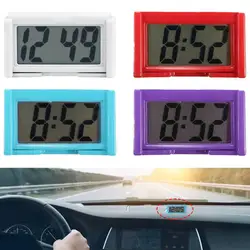 Car Dashboard Digital Clock Mini LCD Time Date Display Office Self-Adhesive Home Decoration Desktop Accessories Car Clock A X3O2