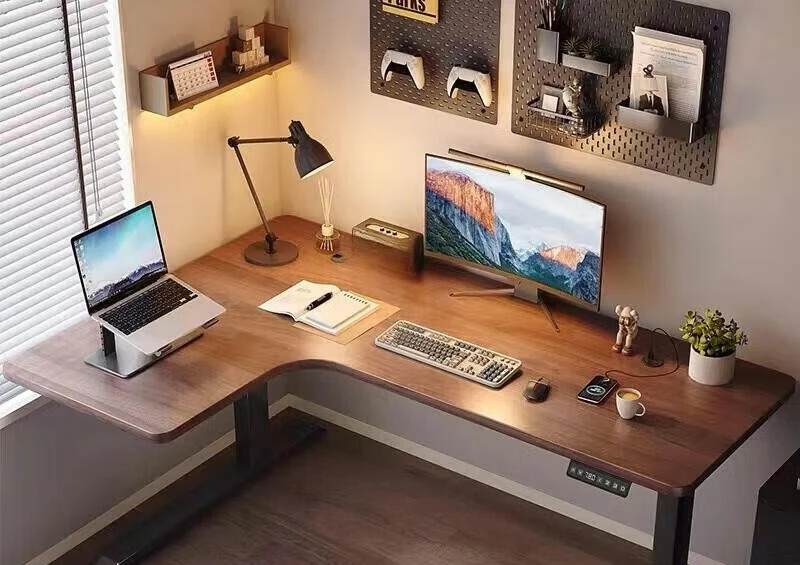 Electric Lifting Office Study Desk Solid Wood Student Home Corner Computer Desk Desktop