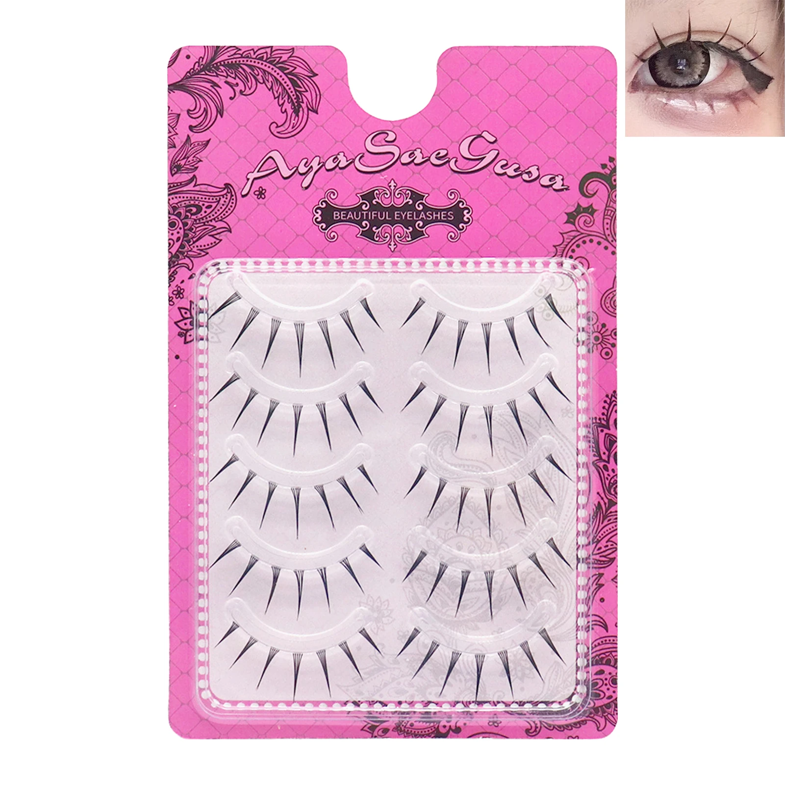 Vollstreifen-Wimpern, einteilig, C-Curl, 9-11mm, gemischte Länge, natürlicher, dichter Look, flauschige künstliche Wimpern, transparentes, dünnes Band – Detail 8