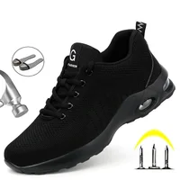 Zapatos de protección de seguridad antipinchazos, zapatillas de trabajo con cojín de aire, zapatos de trabajo con punta de acero, zapatos de seguridad para hombres y mujeres, ligeros y transpirables
