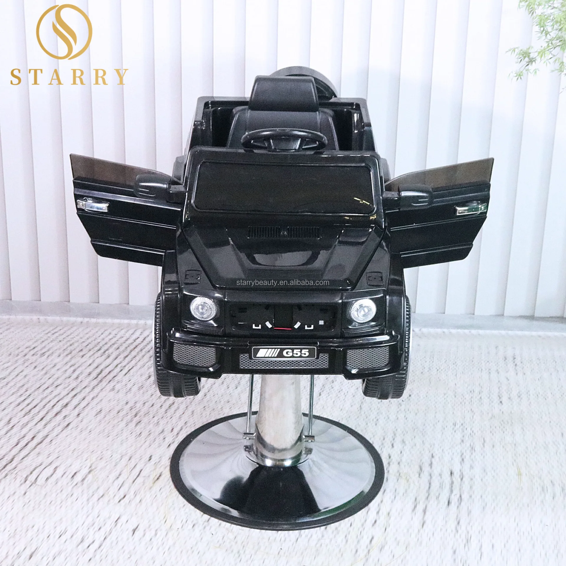 Children's Adjustable Height Barber Chair With Heavy Duty Steel Frame For Boys-Modern Design Metal Construction Salon Equipment