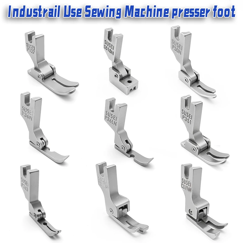 Máquina de coser plana para ordenador Industrial, prensatelas común, juego de 9 piezas, pie plano/pie lateral/prensatelas altas/bas, Etc.