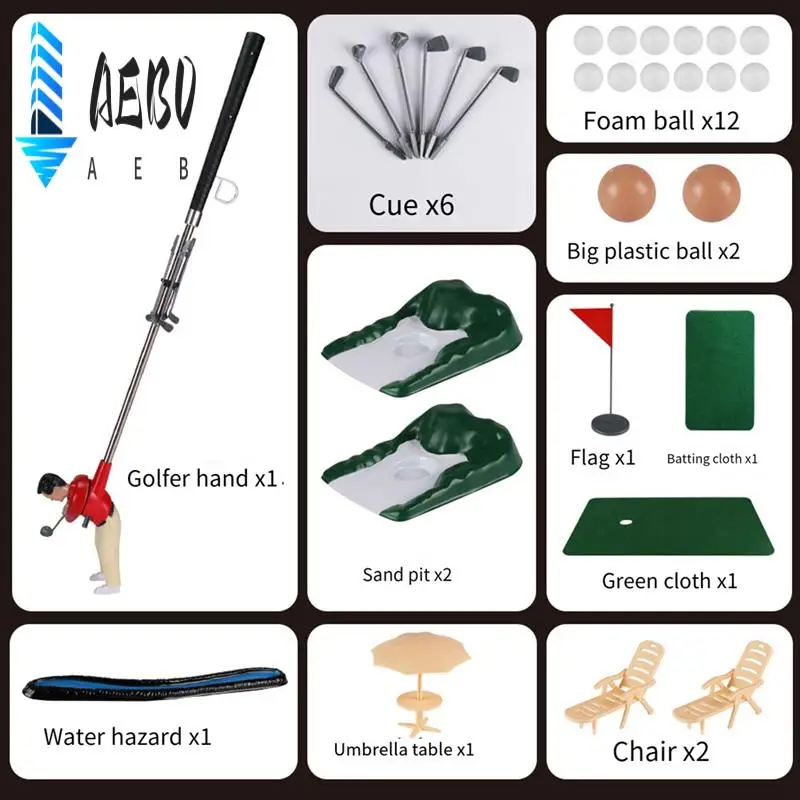 

AEB0-Mini Golf Game Mini Golf Club Doll Set Indoor Parent-Child Games Children's Educational Plastic Toys Golf Toys