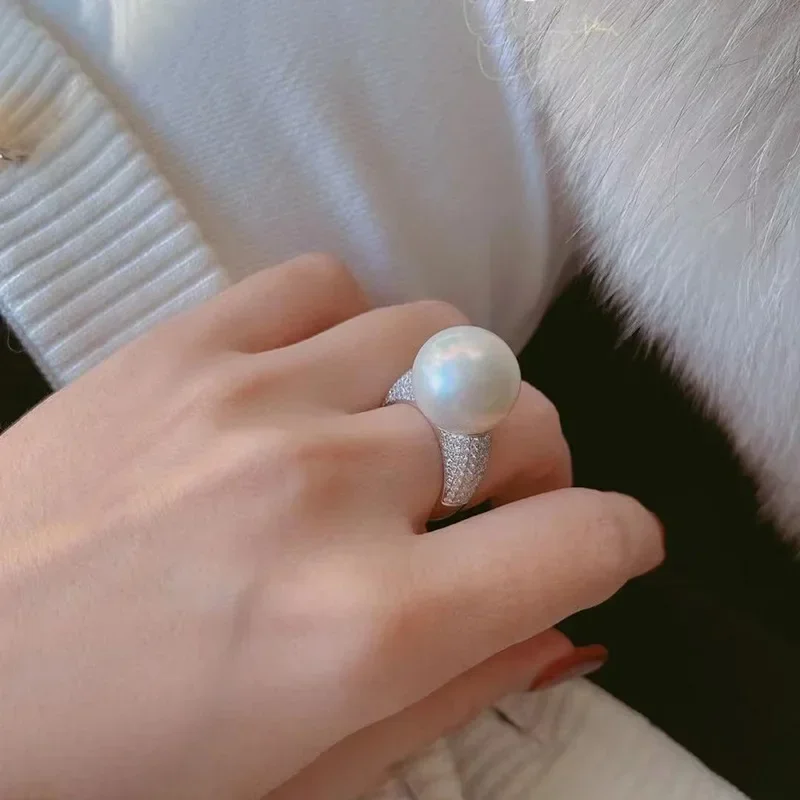 LuxuryCrystal Pearl Rings for Women Adjustable Finger Ring