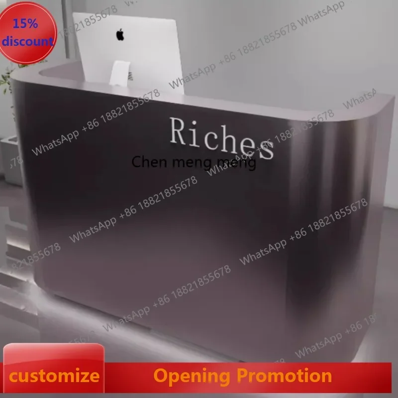 衣料品店 ステンレス製バーカウンター 店舗のレジカウンター シンプルな理髪店 美容室 フロントデスク