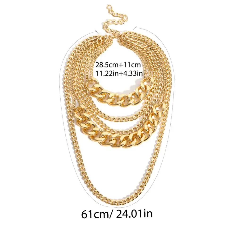 Punk Women Multi-layer Chain Statement Necklace Rock Hip-hop Jewelry Wedding Christmas Gifts