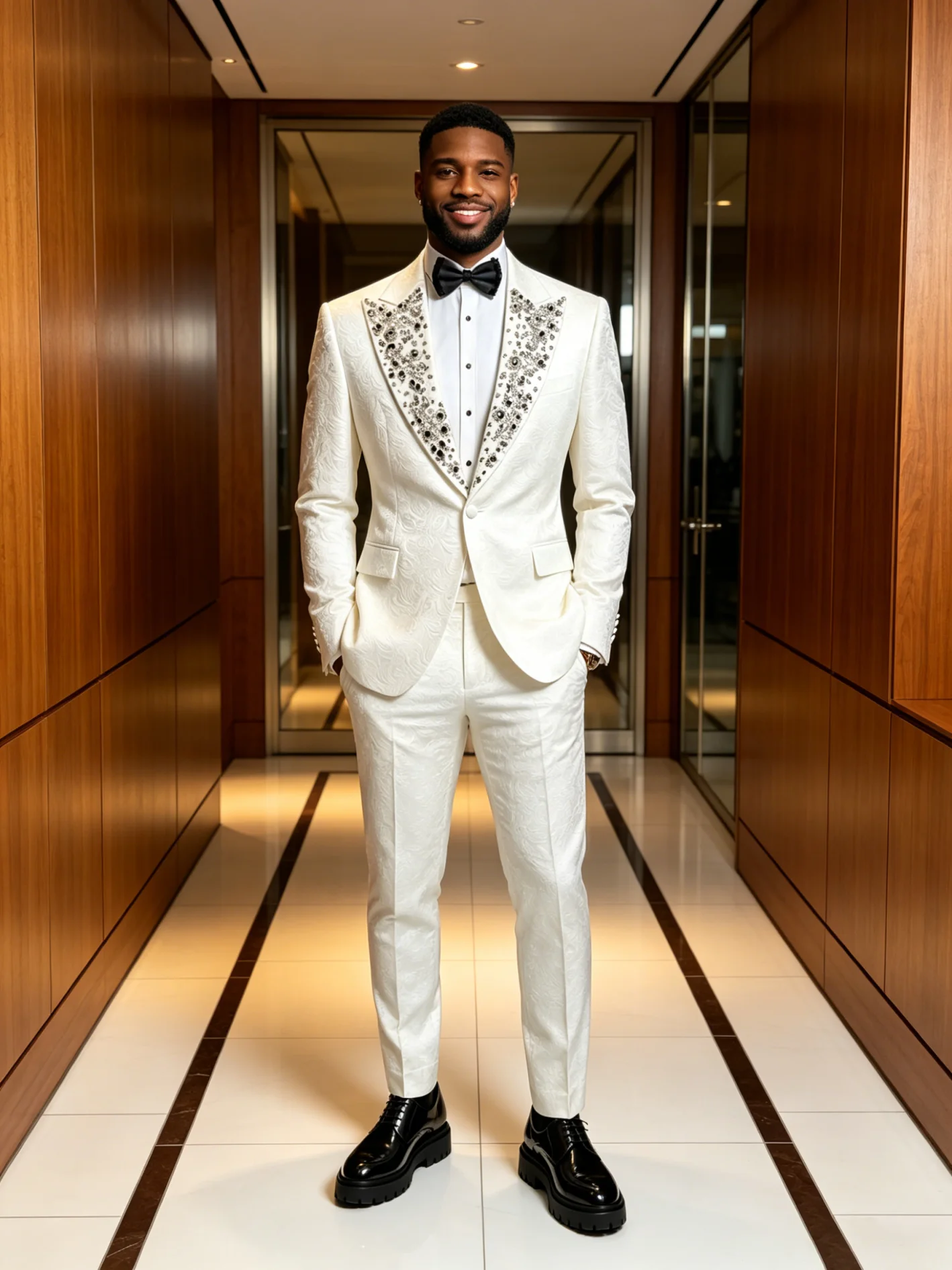 Crystal-Studded Lapel Men's Suit 2-Piece Set Embroidered Single-Breasted Formal Wedding Prom Blazer Jaqueta Masculina Customized