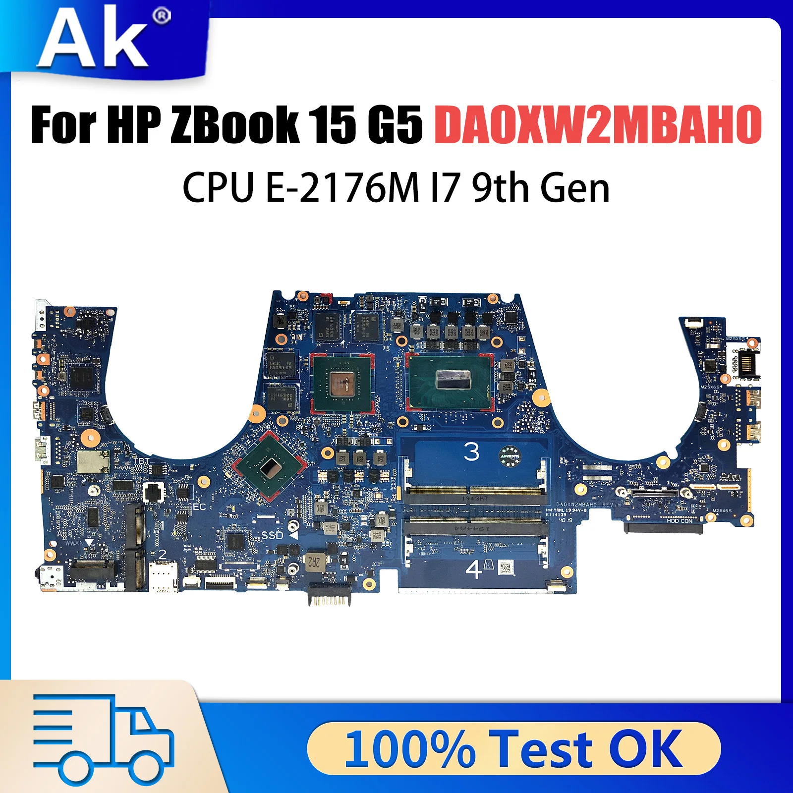 

DA0XW2MBAH0 Mainboard For HP ZBOOK 15 G5 Laptop Motherboard With CPU E-2176M I7 9th Gen Test OK