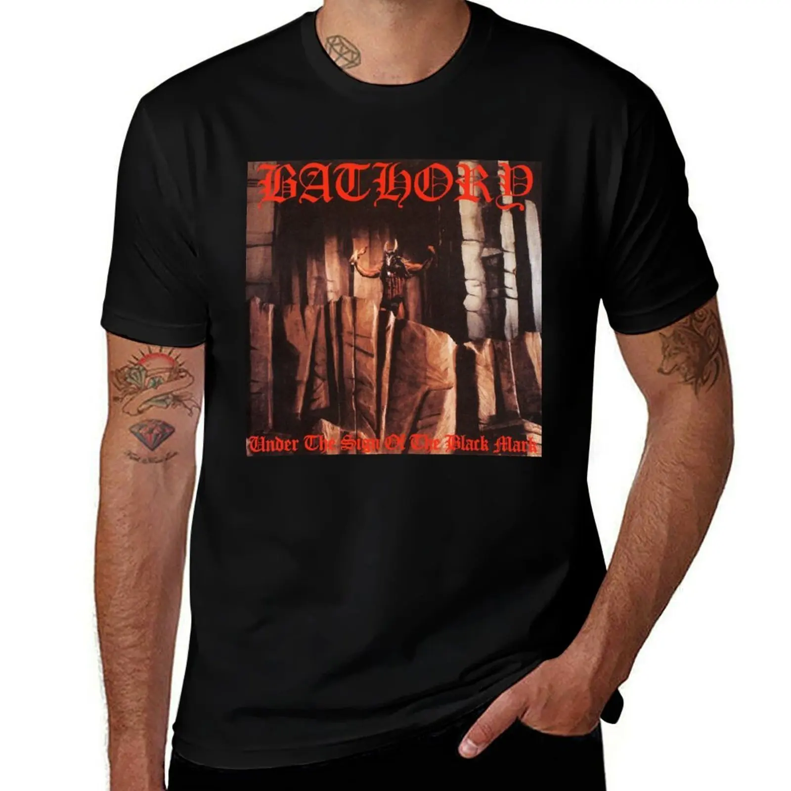 

Bathory Under the Sign of the Black Mark Album Cover T-Shirt t shirts for man cotton funny T-Shirt