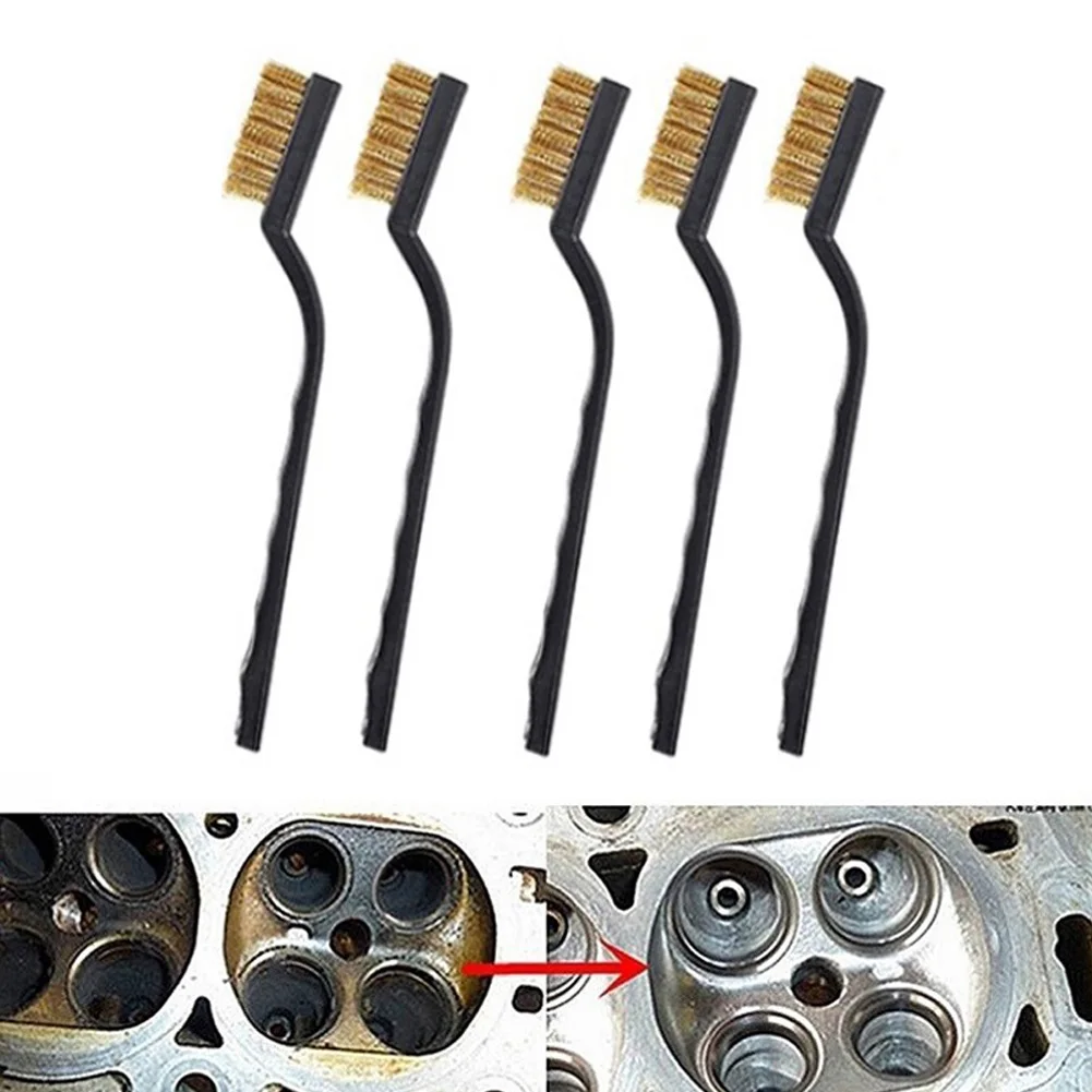 5Pcs 15cm Remove Rust Brush Brass Cleaning Polishing Metal Brushes Brass Wire Steel Wire Nylon Brush Clean Tools Home Kits