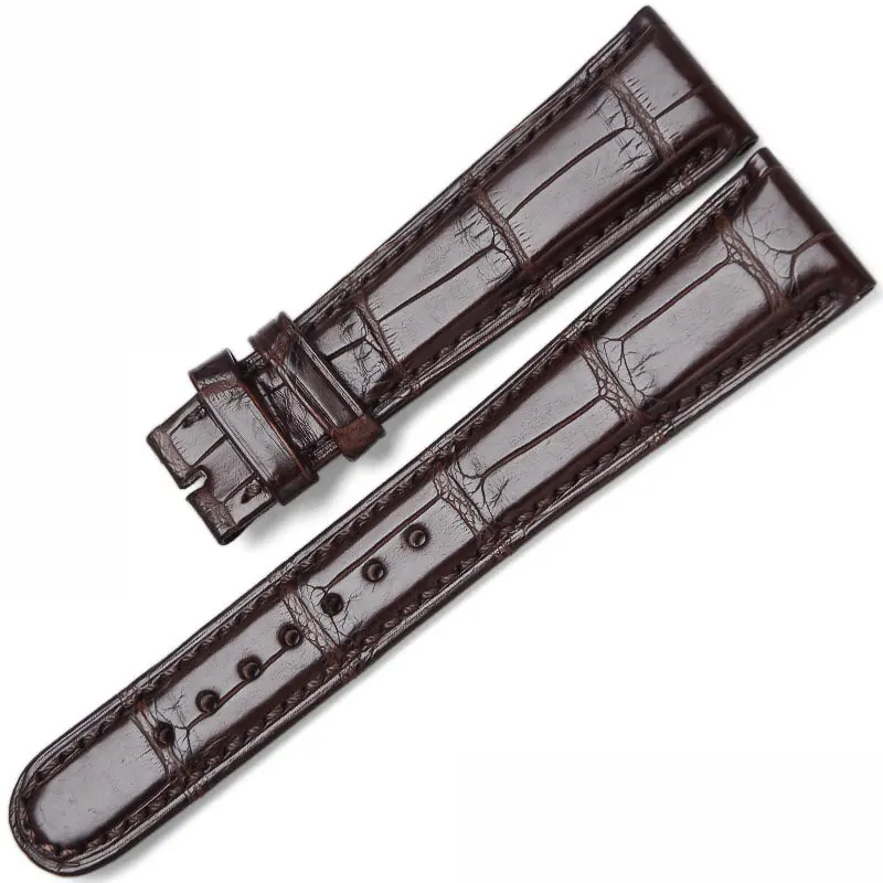 Custom Alligator Watchband 20MM 22MM Flat Interface Bamboo Patterned Crocodile Skin Strap Waterproof Calfskin Lining For SAXONIA