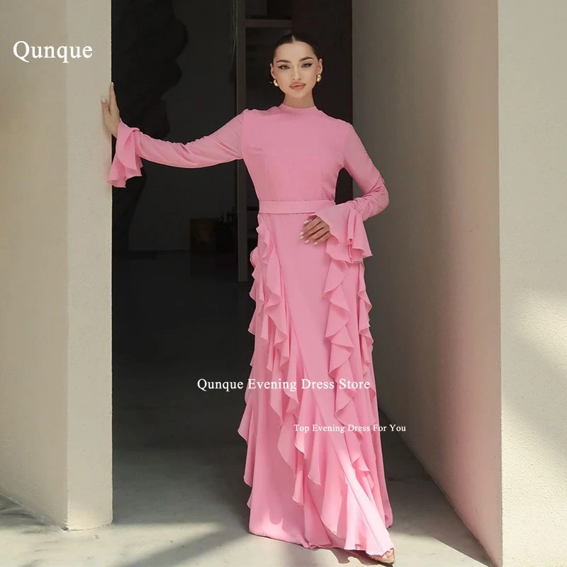 

Qunque New Arrival Mermaid Prom Dress Düğün Elbisesi High Neck Wedding Party Birthday Evening Gown Robes Ruffles Vestido Fiesta