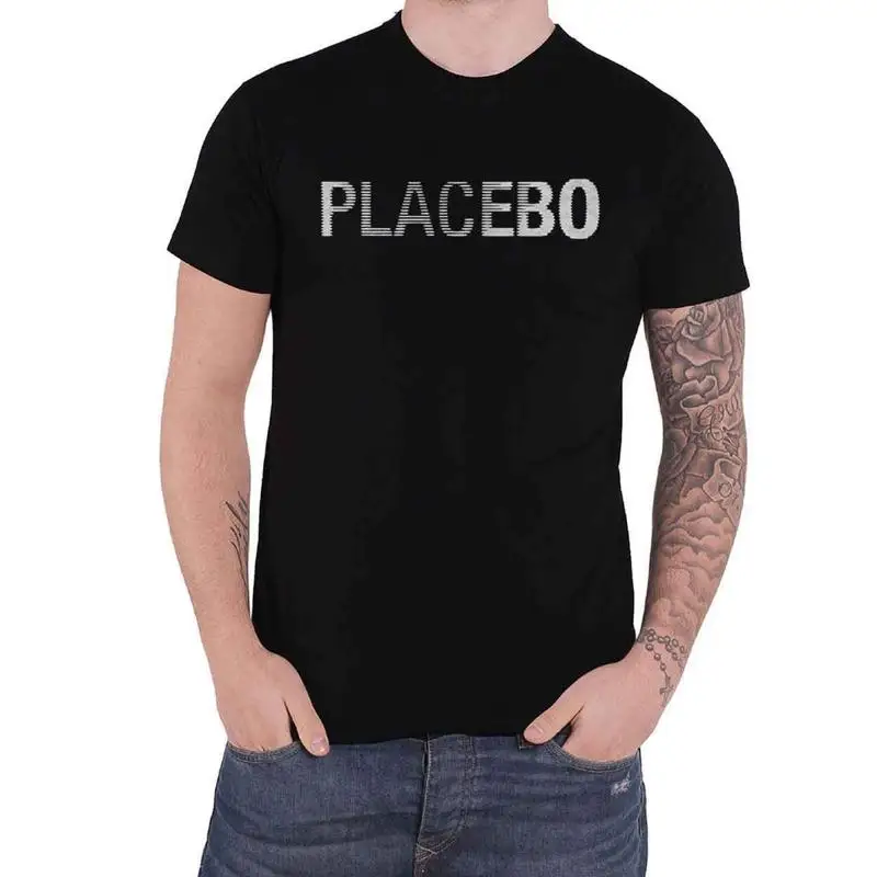 

Placebo T Shirt Glitch Band Logo New Official Black Size Xl