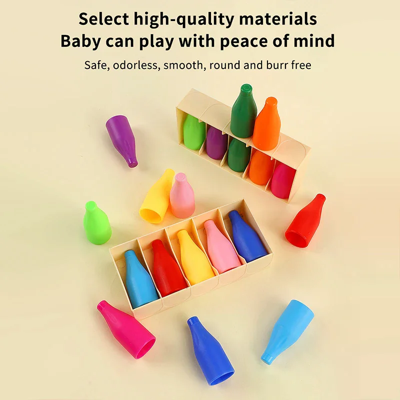 Children's Fun Beverages Color Match Toys 10/20bottles + Base,Early Childhood Guessing Memory Training Interactive Puzzle