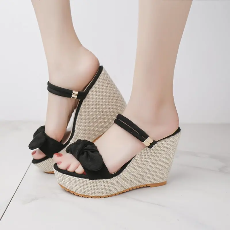 2024 New Designer Denim Sandals Women Sandals High Quality Wedges High Heels Peep-Toe Platform Shoes Woman Thick Bottom Sandals