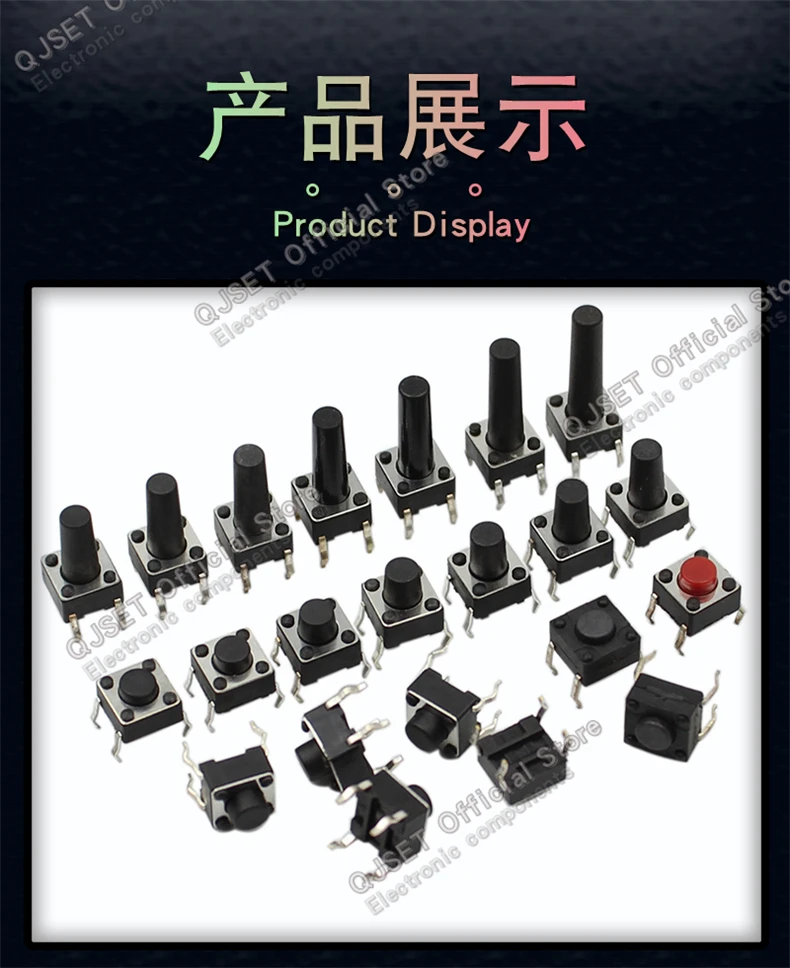 70/100 stücke 6*6 Schalter Taktile Druckschalter Kit Höhe: 4,3 5-13 MM DIP 4pin SMD Micro Schalter 6x6 Druckschalter Für Arduino – Detail 15