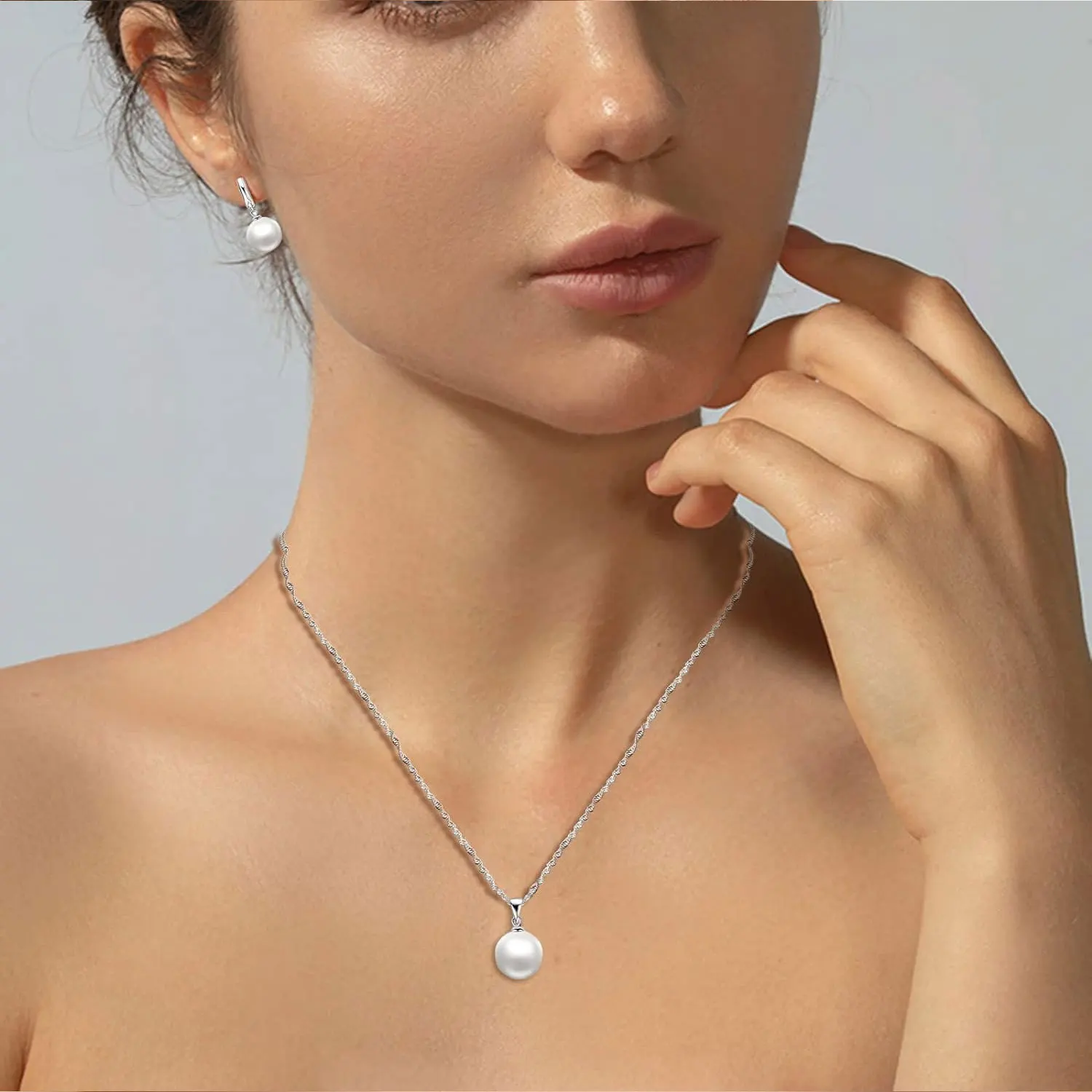 3Pcs/Set Fashion Freshwater Pearl Jewelry Sets Necklace + Natural Pearl Hoop Earrings Stonego Woman Wedding 3 Colors Jewelry
