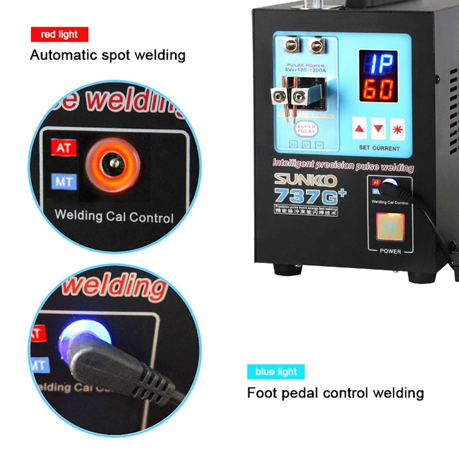 SUNKKO 737G+ Spot Welding Machine Welding 0.35mm Nickel Belt Pulse 18650 Battery Spot Welder 4.3KW High Power Welding Equipment
