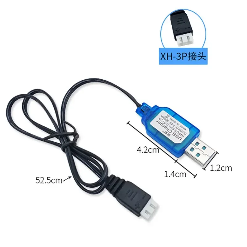 1pcs SM-3P/XH-3P/SM-4P Forward Plug 7.4V 800mA NiMh/NiCd Battery Pack USB Charger Cable for Electric Car Toy USB Charging Cable