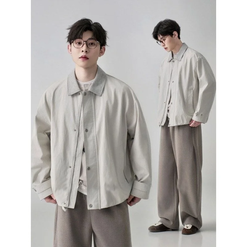 

Мужская куртка свободного кроя из хлопкового вельвета с воротником-пэчворк, весна-осень, новый стиль, модная, из смесового хлопка и полиэстера, с эффектом потертости