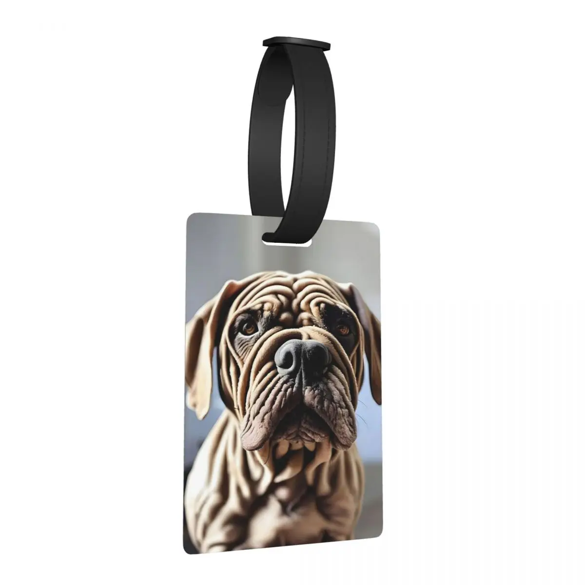 

Любопытный собачий портрет, морщинистая коричневая собака, багажные бирки, чемодан для путешествий, милый багаж, посадочная бирка, держатель этикетки, идентификационное имя, адрес