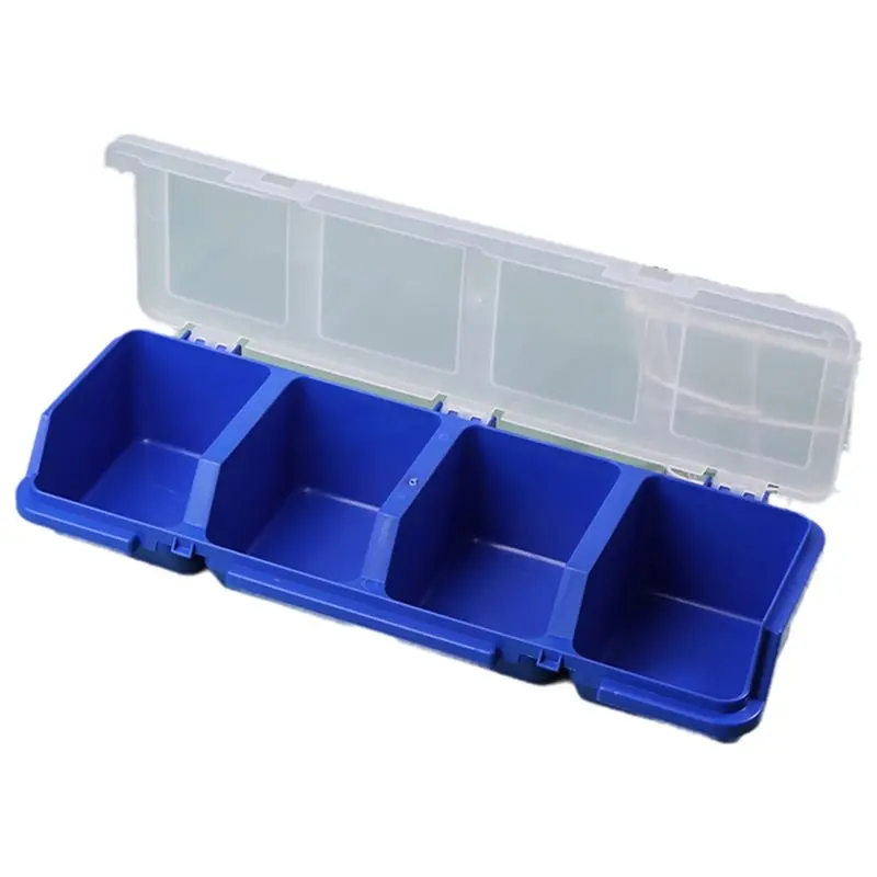AA73 5X Parts Storage Box Plastic Screw Organizer Box With 4 Compartment Tool Part Container Bin With Lid Display Case A