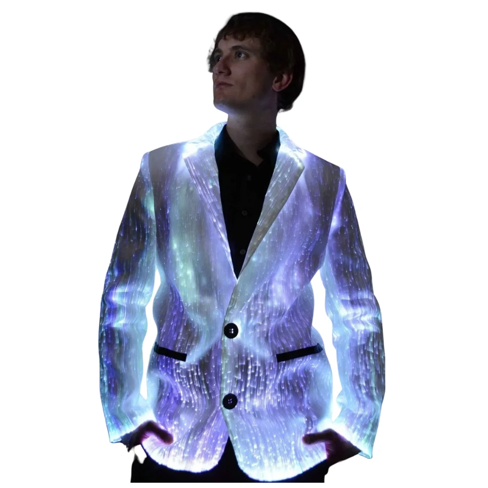 Luminous Cosplay Led Light Blazer Fiber Optic Wedding Jacket For Christmas Celebration Party