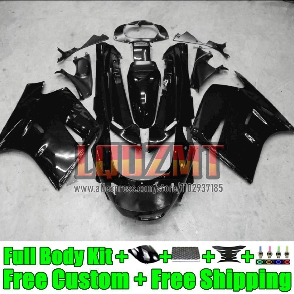 ZX-11R For KAWASAKI NINJA ZZR1100 ZX 11R 56No.123 ZX11 R black glossy ZX11R 93 94 95 96 97 ZZR 1100 1998 1999 2000 2001 Fairings