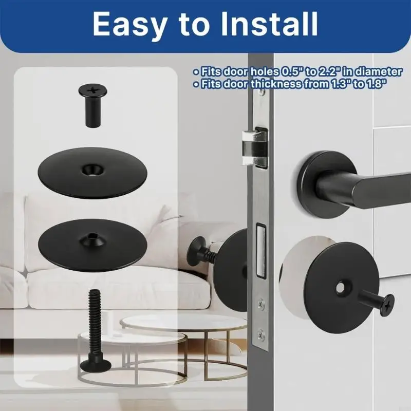 

2Pack Durability Metal Deadbolts Hole Cover Plate Protects Against Intruders HX6C