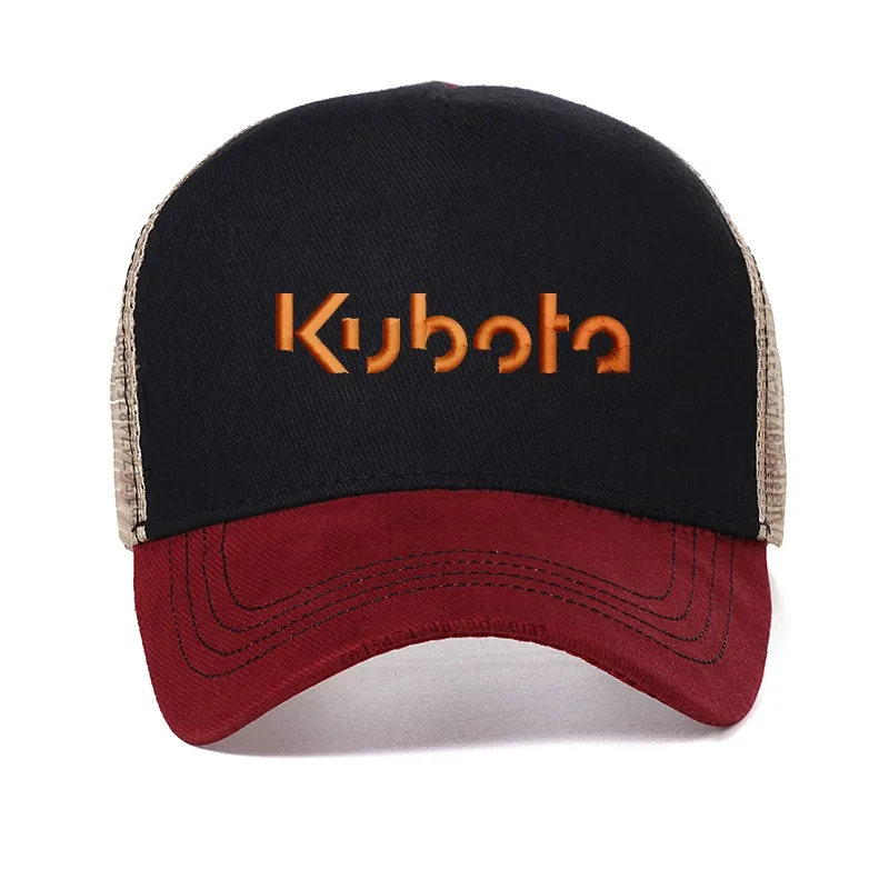 KUBOTA Tractor Black Baseball cap Unisex Casual Snapback Cap Outdoor All Seasons Mesh breathable Trucker Hat Casquette Gorras