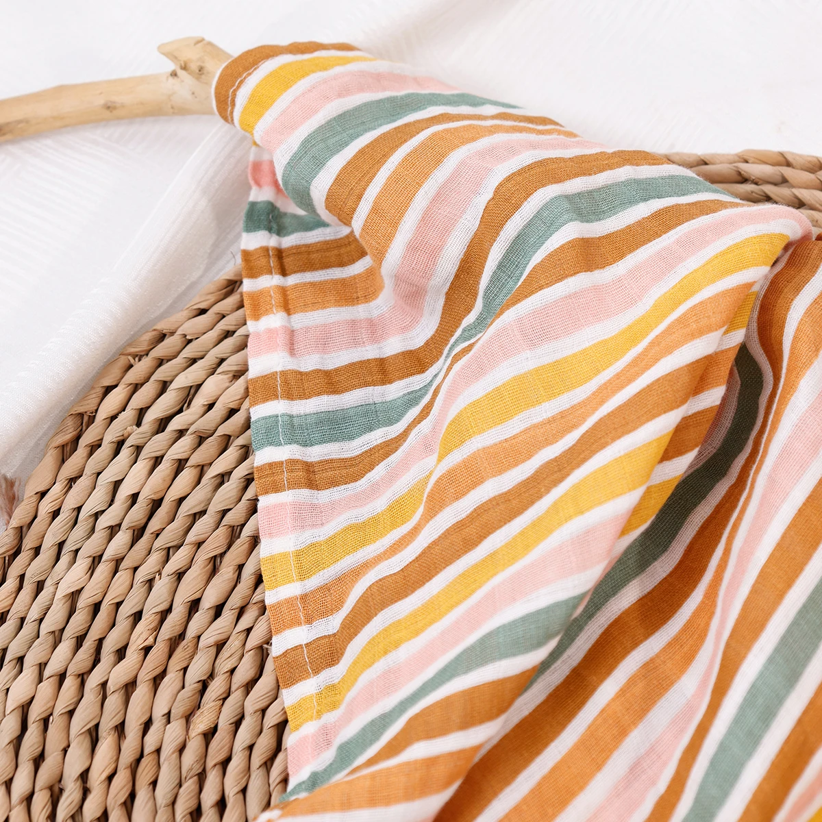 HappyFlute New 120*110CM Skin-friendly&Soft Muslin Pure Cotton Fiber Baby Swaddle Newborn Blanket Baby Infant Wrap