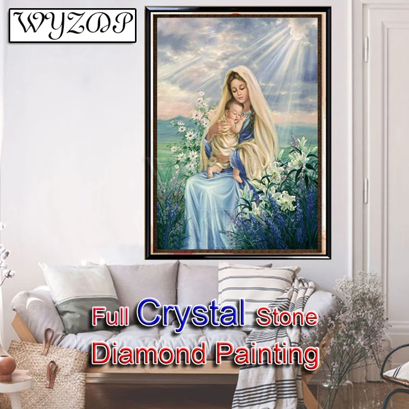 5D DIY Crystal Diamond Painting Our Lady Full Square Mosaic Embroidery Cross Stitch Kit Crystal Diamond Art AB Home Decor 230759