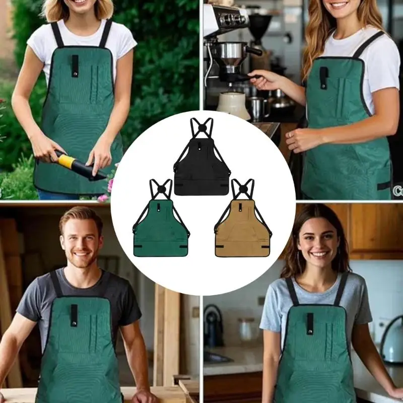 MultiFunctional Work Apron For Craftsmen Chefs And Handymen Canvas Apron for Kitchen and Workshop Crafting Supply J0MC