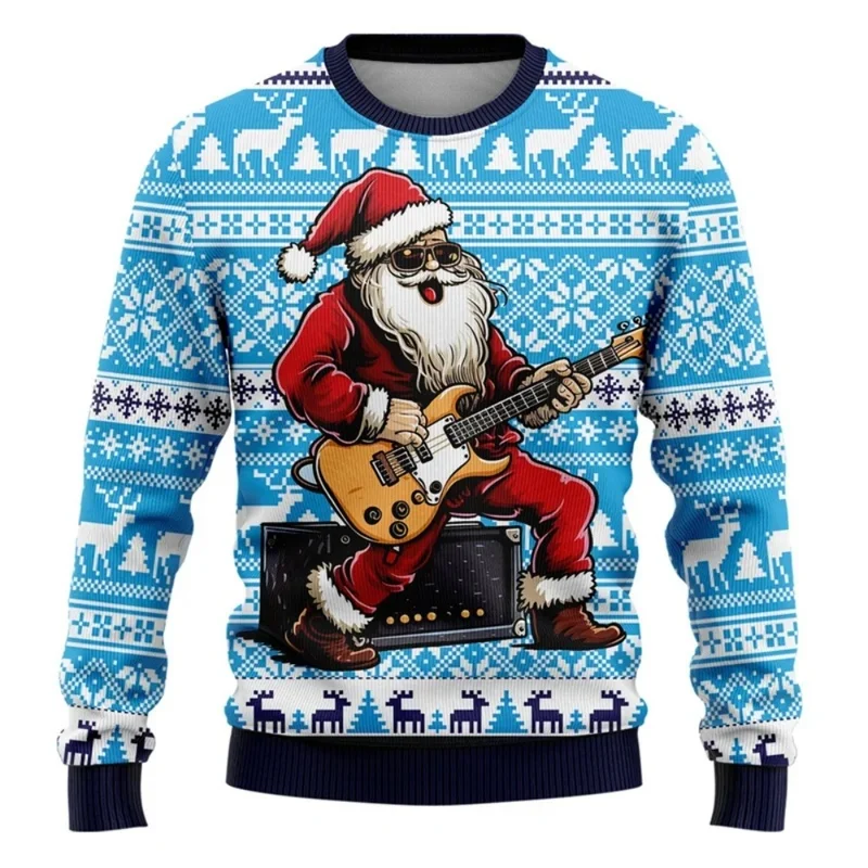 Hawaii Ugly Christmas Sweater for Men Santa Claus Pattern Fashion 3D Print Sweatshirts New Year Holiday Merry Christmas Hoodies