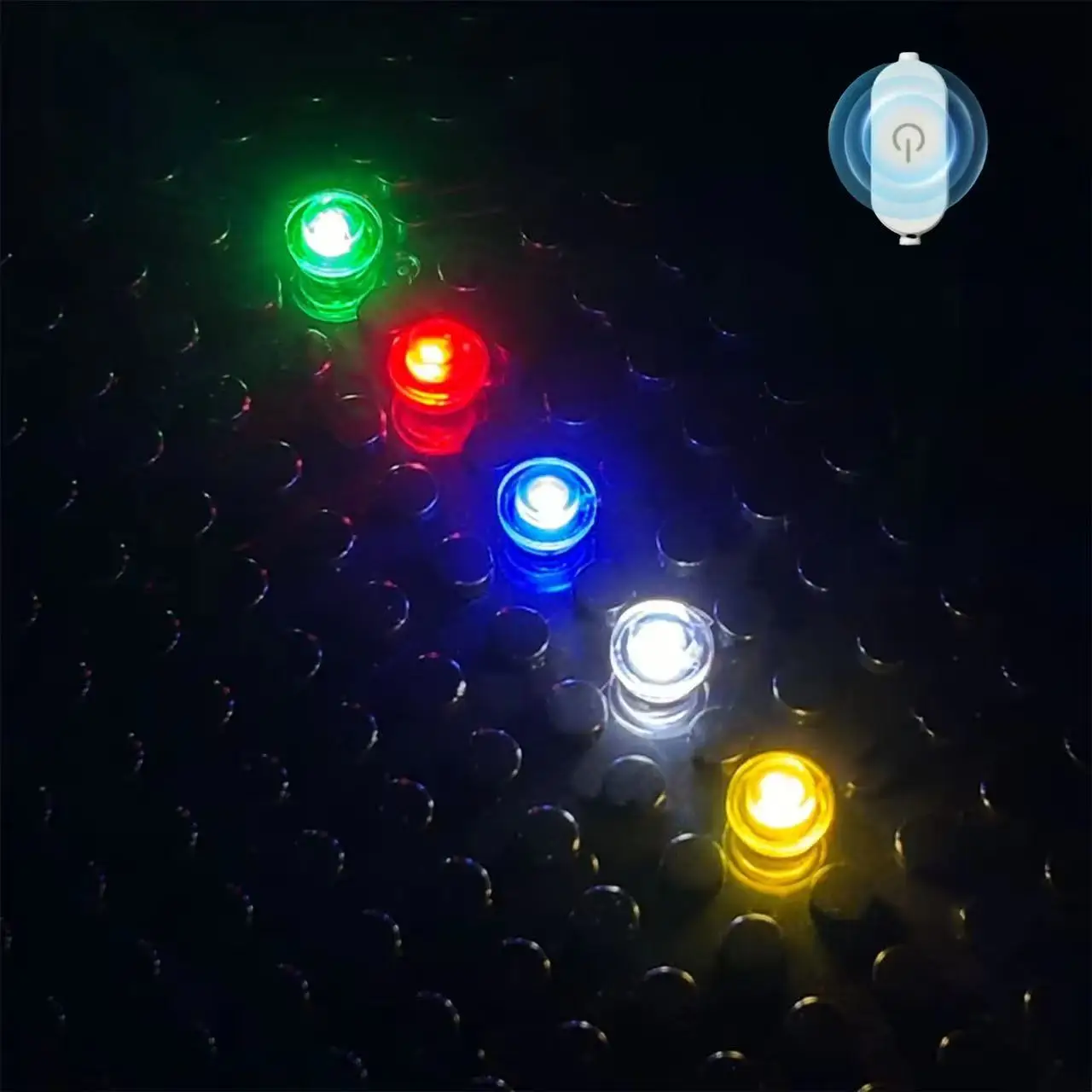 LYBMTWF 10pcs 1X1 Round Light Building Block Lighting Kit, LED Lighting Bricks, DIY Building Block Lighting (Touch Version)