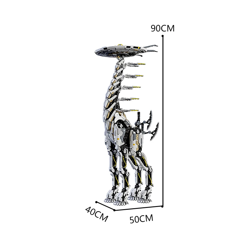 MOC gra horyzont Tallnecks długi szyjką większy bestia grzmot zestaw klocków budowlanych mechaniczna żyrafa potwór cegła Model zabawka dla dzieci