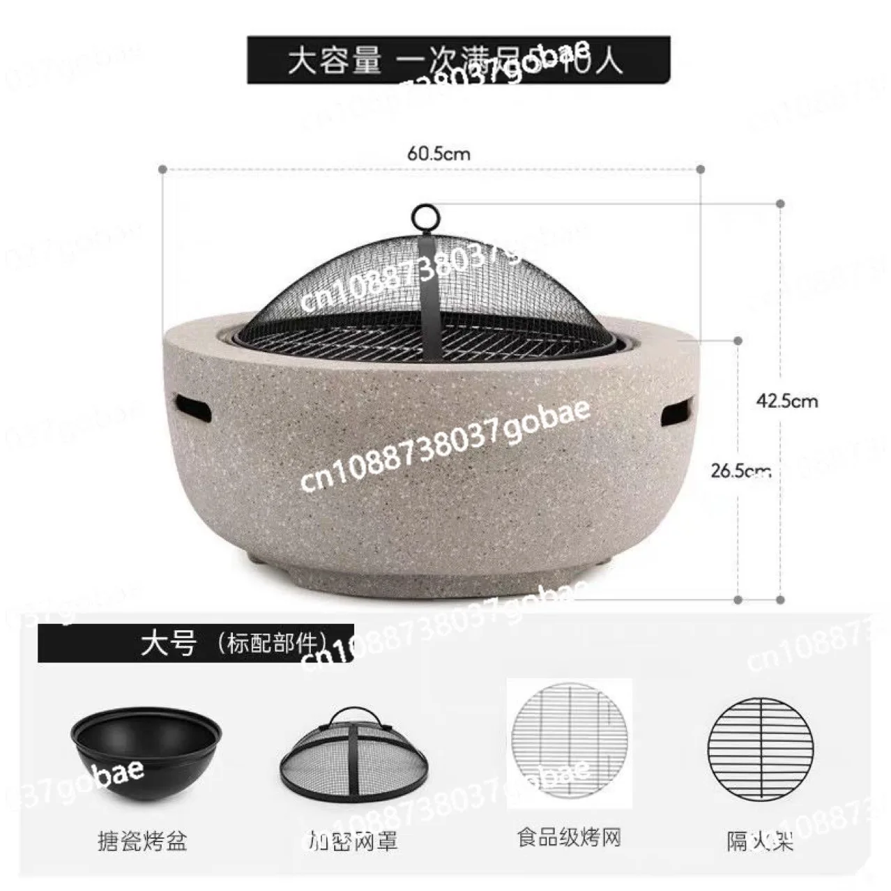 

Outdoor BBQ Grill Charcoal Grill Table Balcony Patio Household Indoor BBQ Shelf