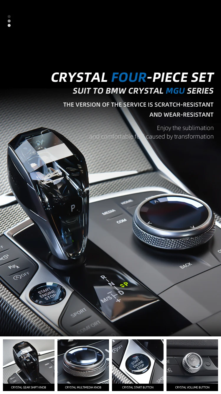 2019-2021 Crystal 4-Piece Set Gear Shift Knob Volume Button for BMW 8 series G14 G15 G16  Car Interior Accessories