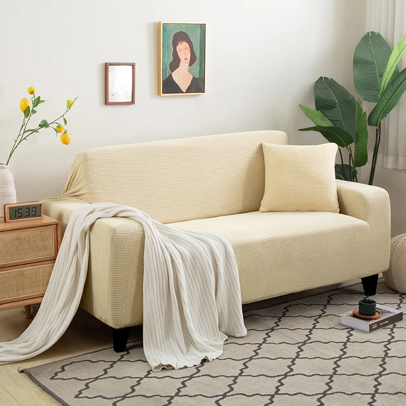 Neue Sofabezug aus Jacquard-Stoff, einfarbig, Couchbezüge, elastisch, waschbar, für L-förmiges Sofa, Wohnzimmer, 1/2/3/4/5 Sitz – Detail 9