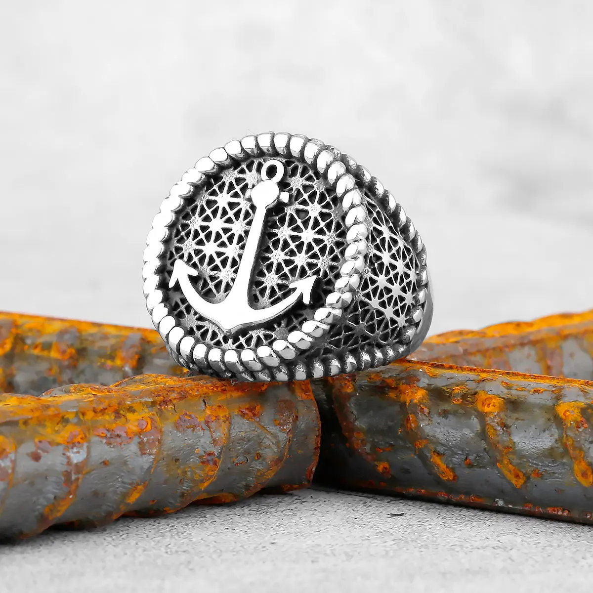 Vikings Anchor Rings Captain Male Stainless Steel Hip Hop Nordic Vintage Navigator Biker Rings Charm Punk Fashion Jewelry Gifts