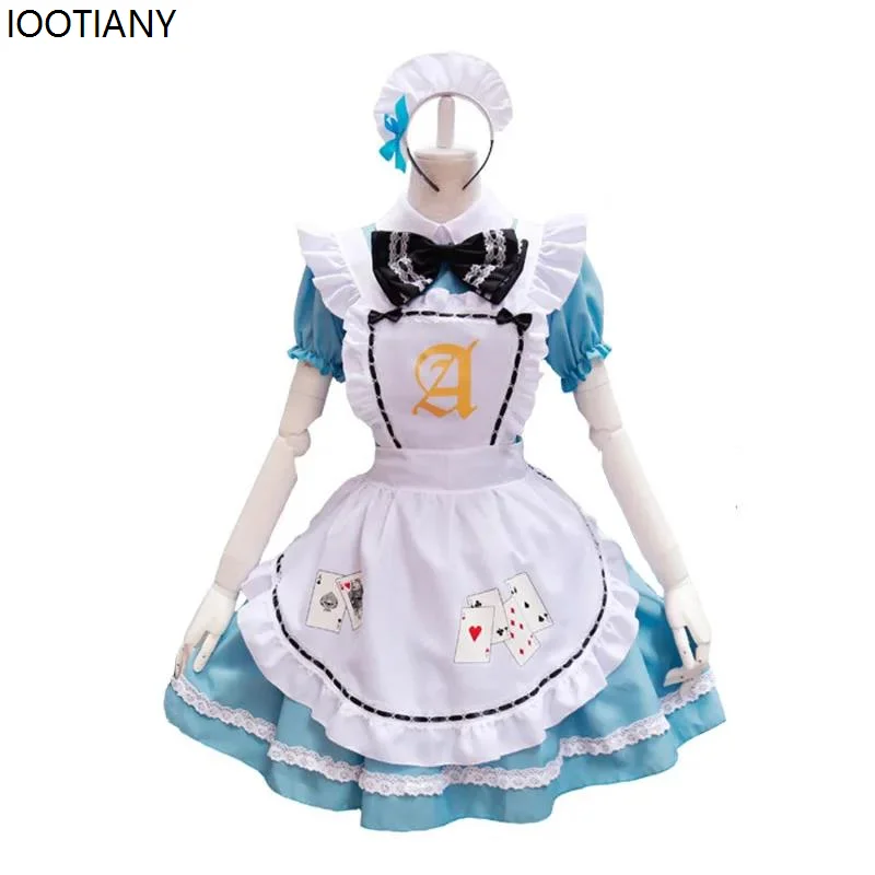 Halloween Alice In Wonderland Series Playing Cards Maid Cosplay Costume Women Waiter Dress Up Festival Party Stage Fancy Dresses